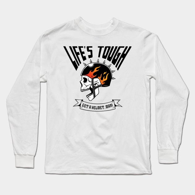 Life’s tough get a helmet, man! Skull with Helmet Long Sleeve T-Shirt by PrintSoulDesigns